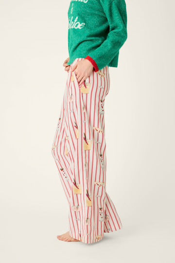 PJ Salvage- Martinis & Mistletoe Cocktail Print Flannel Pajama Pants