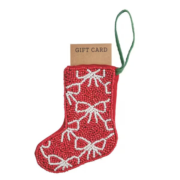 Beaded Stocking Ornament - Gift Card Holder