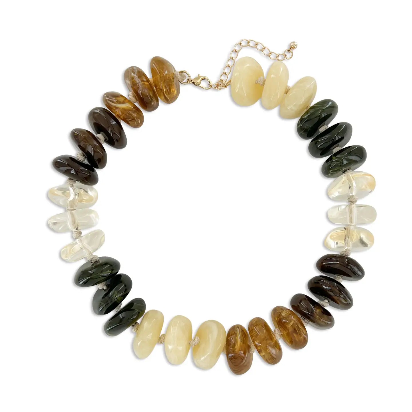 Multicolor Mix Chunky Beaded Necklace - Honey Amber