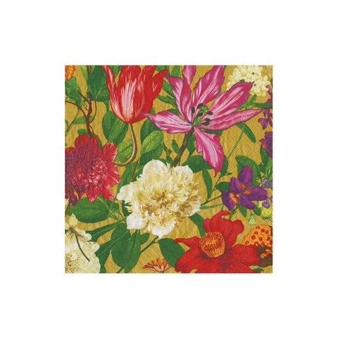 Caspari Cocktail Napkin - Dutch Floral Gold