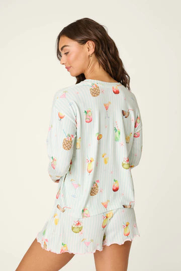 PJ Salvage It's Five O'clock Somewhere Cocktail Print - Long Sleeve Top