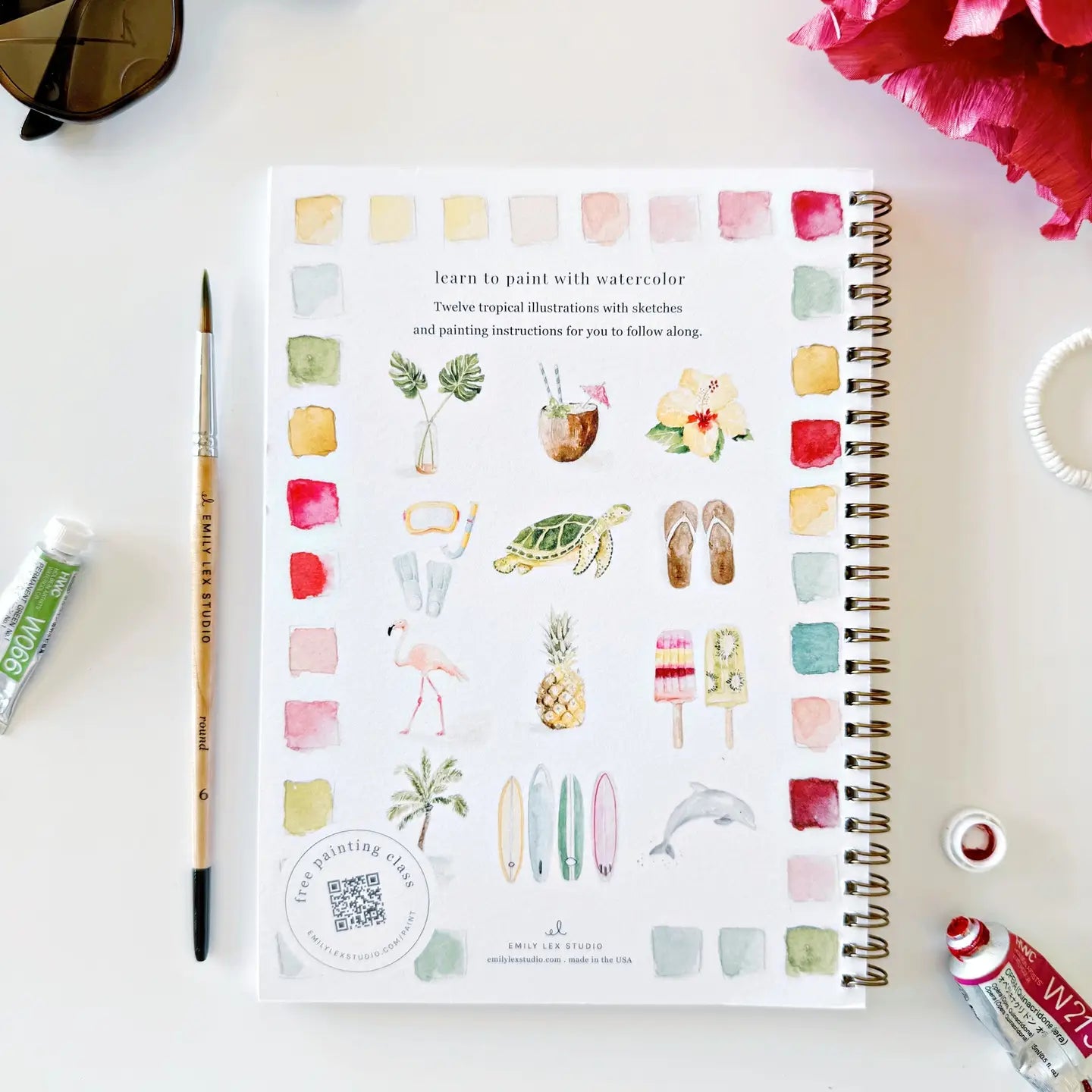 Tropical Watercolor Workbook With Watercolor Paint Set