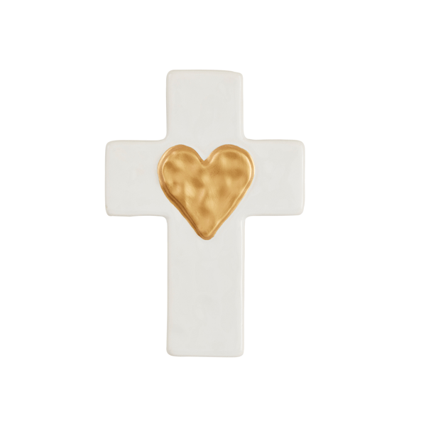 Ceramic And Gold Cross Heart