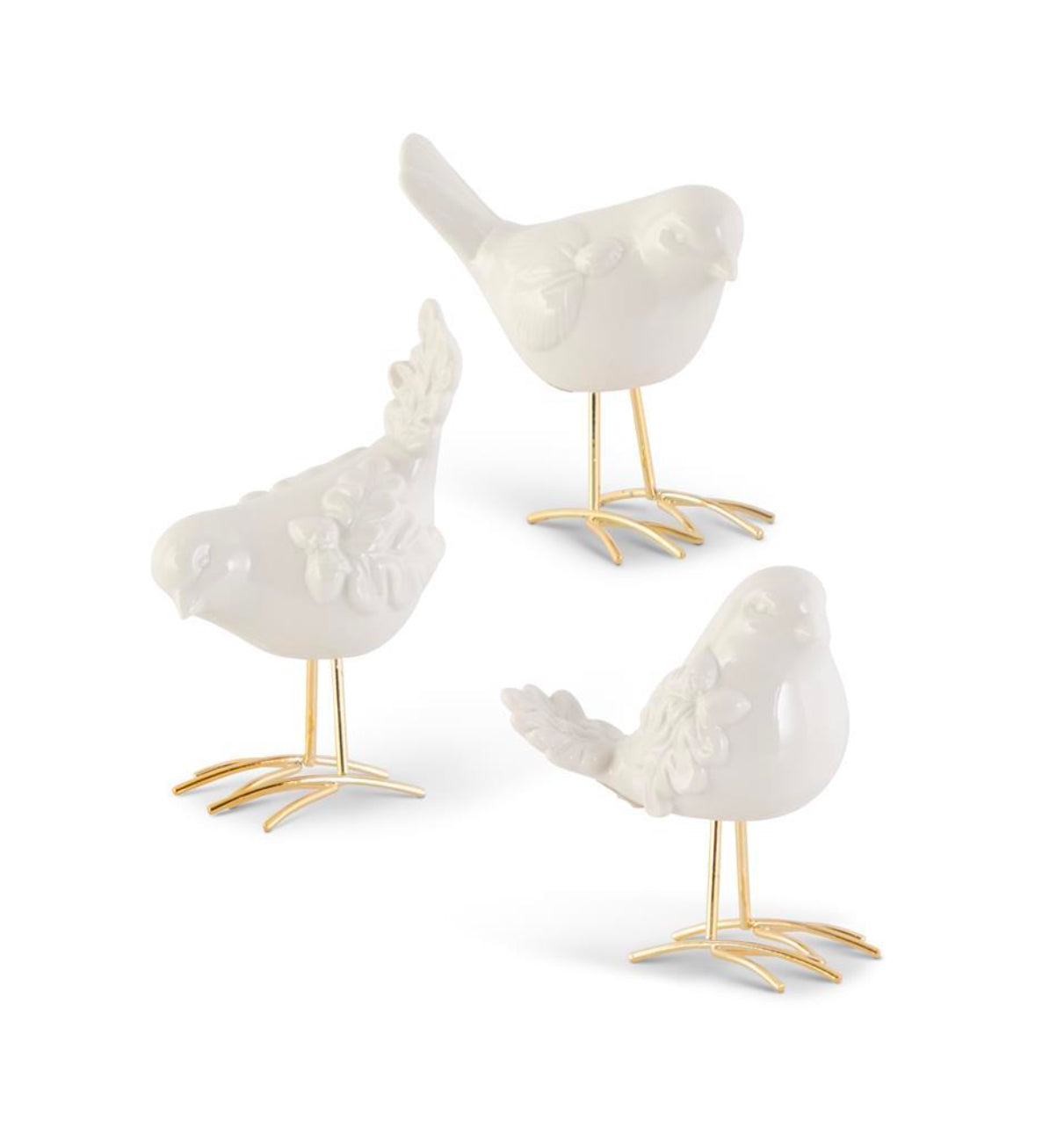 White Porcelain Birds w/Gold Legs