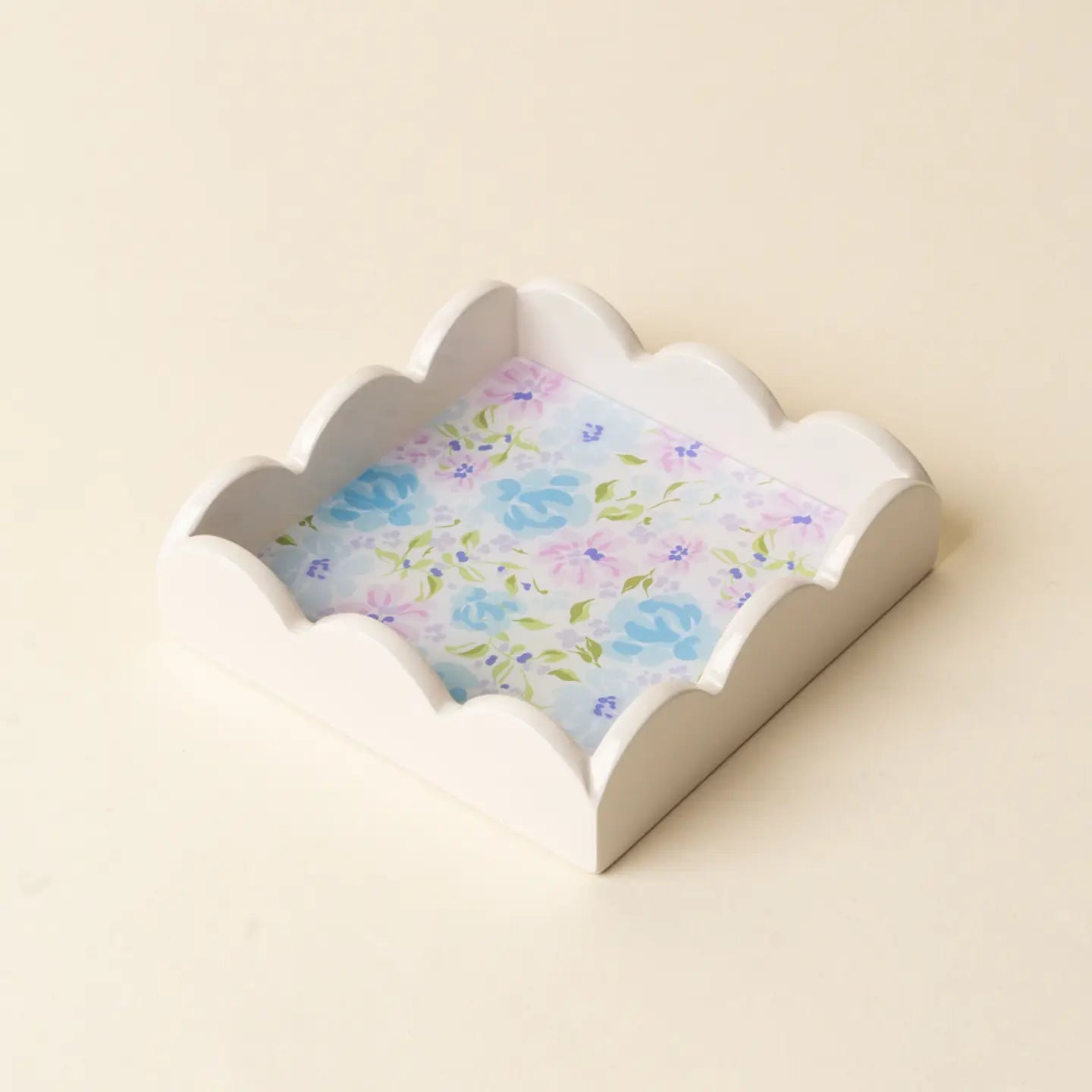 Scalloped Trinket Tray- Secret Garden Blue
