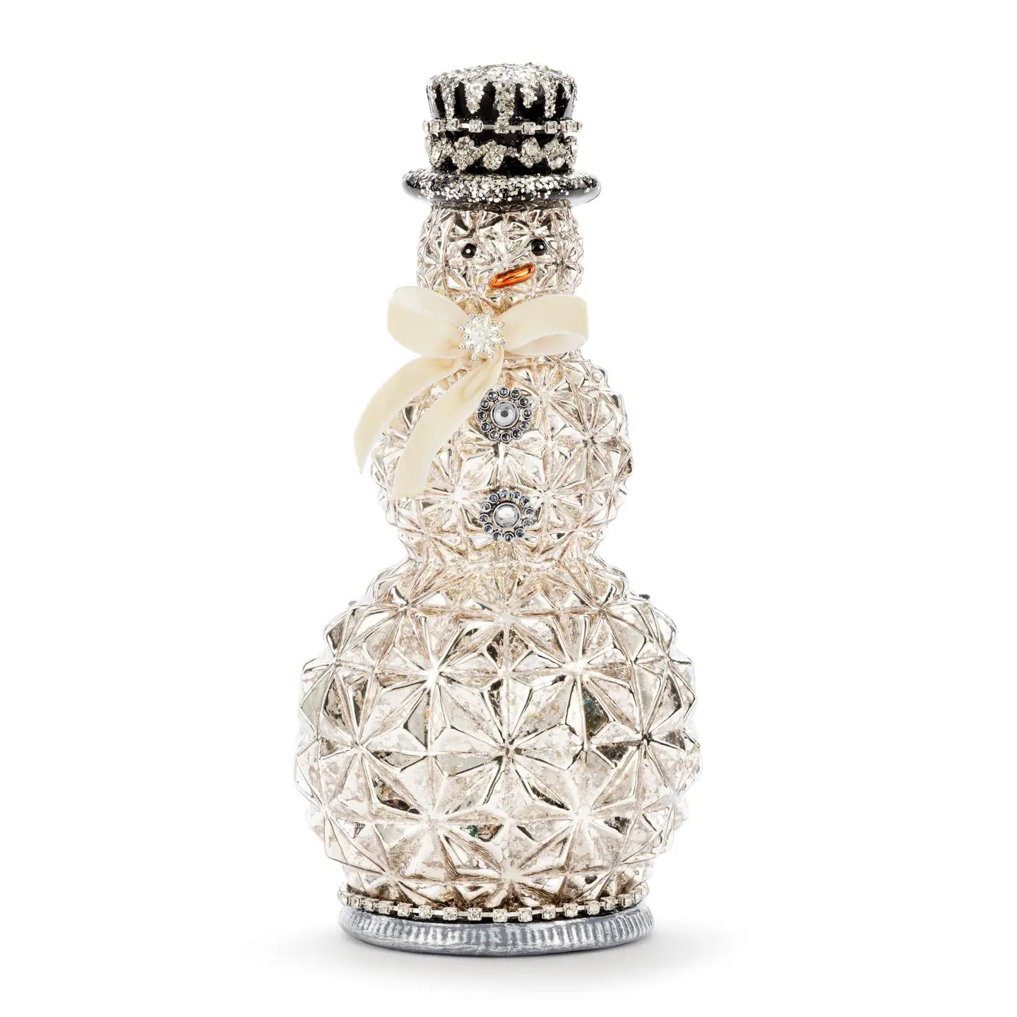 Mercury Glass Sparkle Lit Snowman Figure