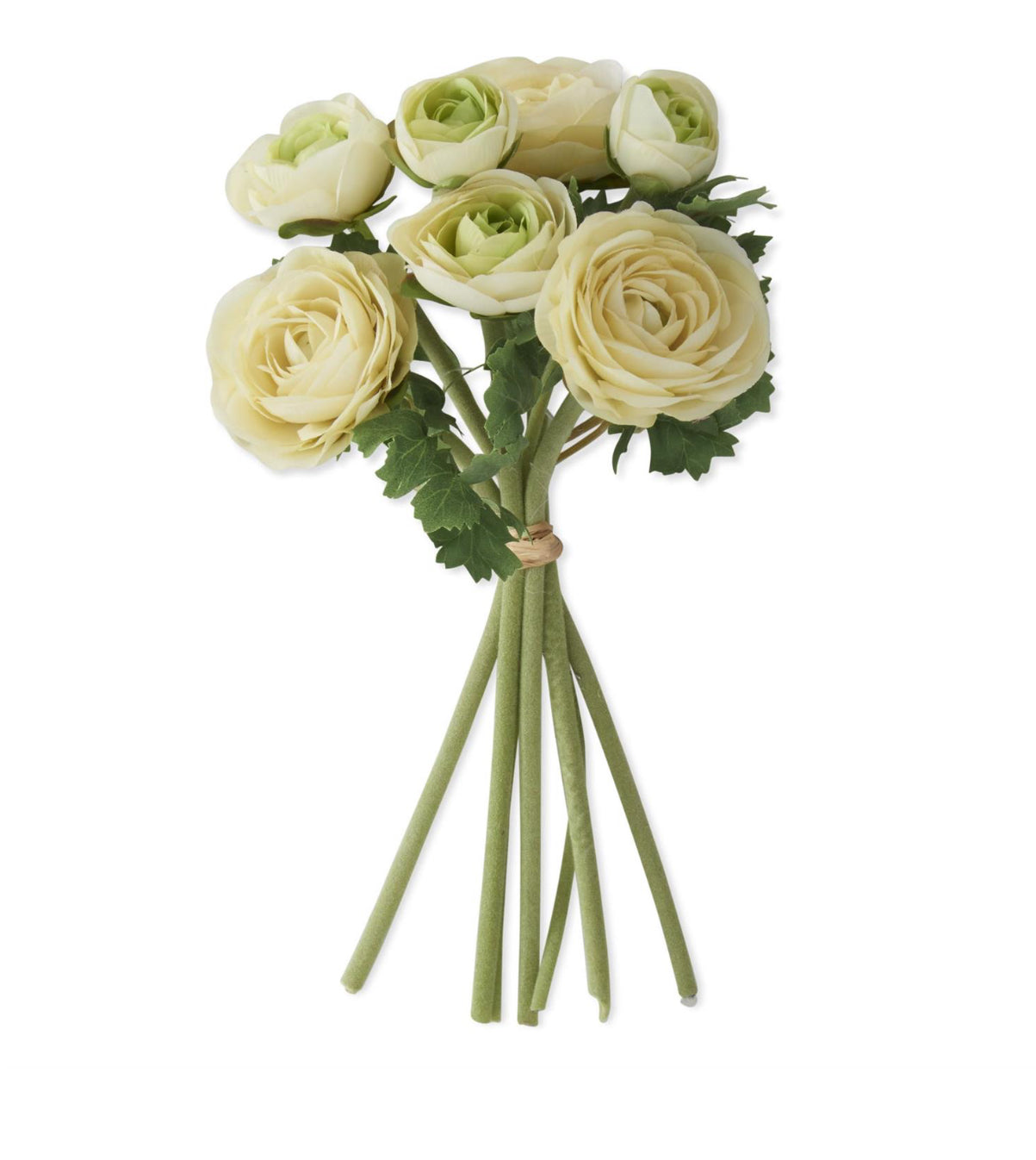 Ranunculus Bundle 10 inch With Flocked Stem / White