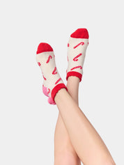 Candy Cane Home Socks - Ivory