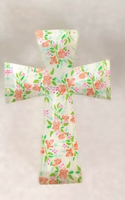 Tabletop Acrylic Cross Floral Large