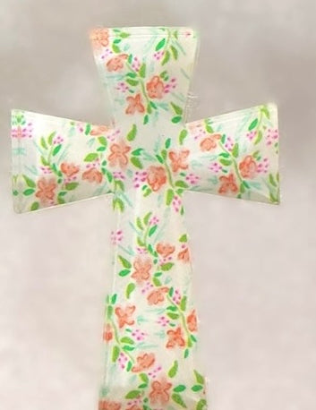 Tabletop Acrylic Cross Floral Large