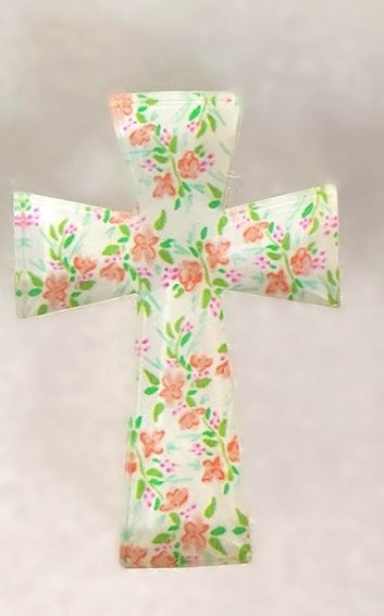 Tabletop Acrylic Cross Floral Large