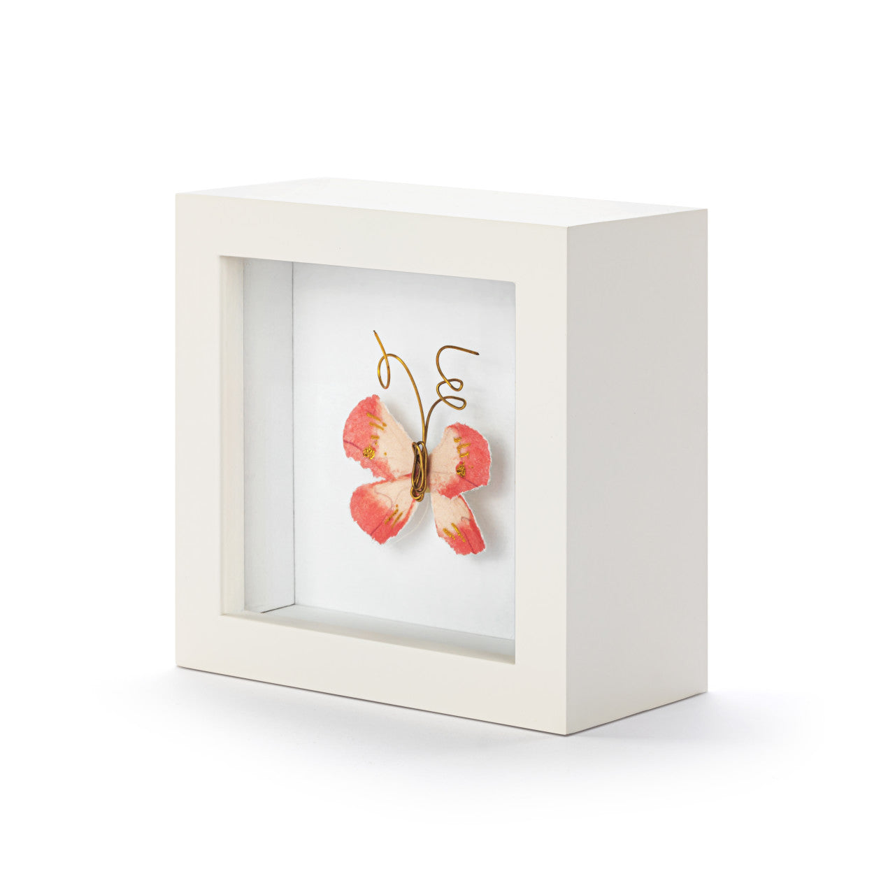 Butterfly Shadow Box 4in- Loved So Much- Coral