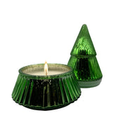 Mistletoe & Holly Glass Tree Candle