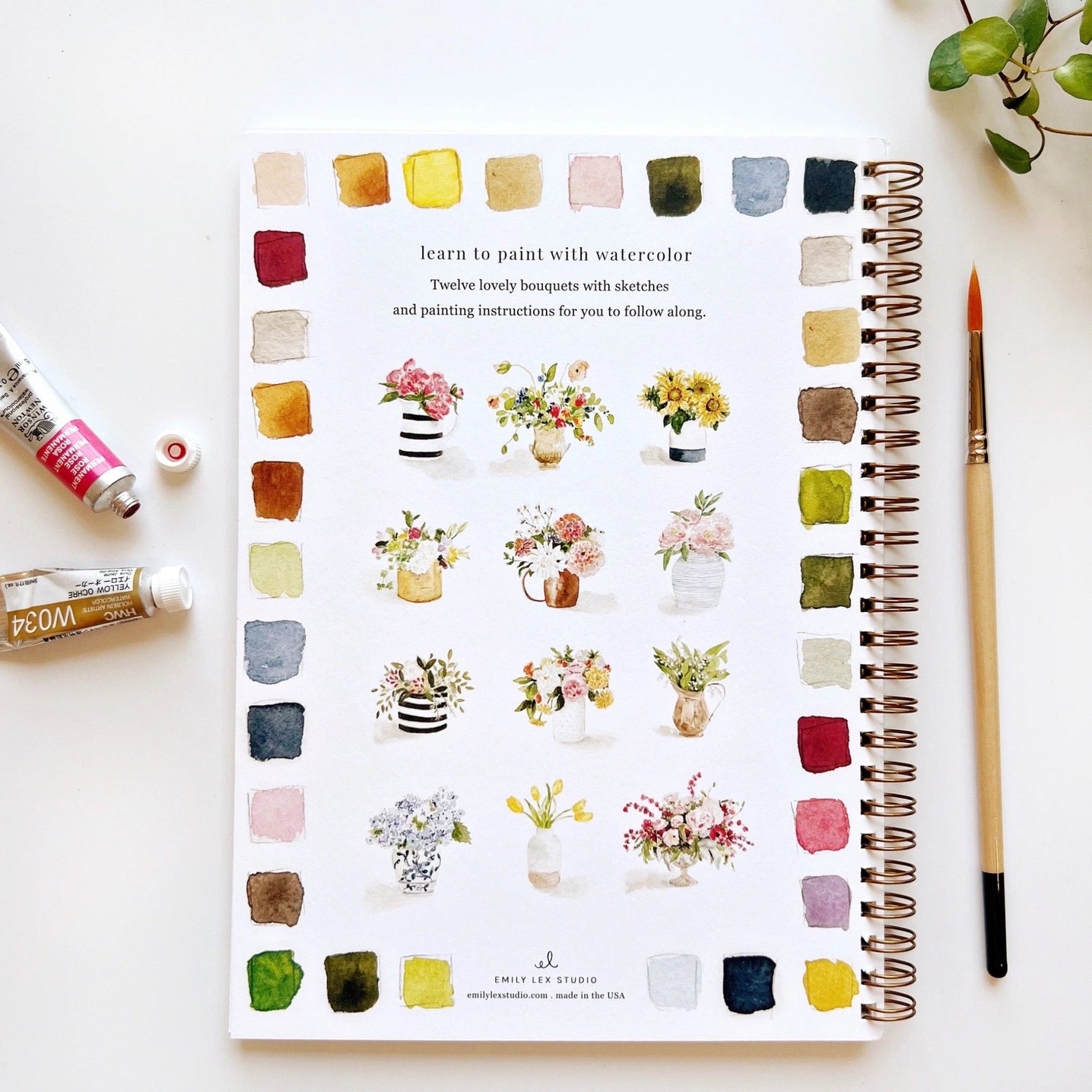 Bouquets Watercolor Workbook With Watercolor Paint Set