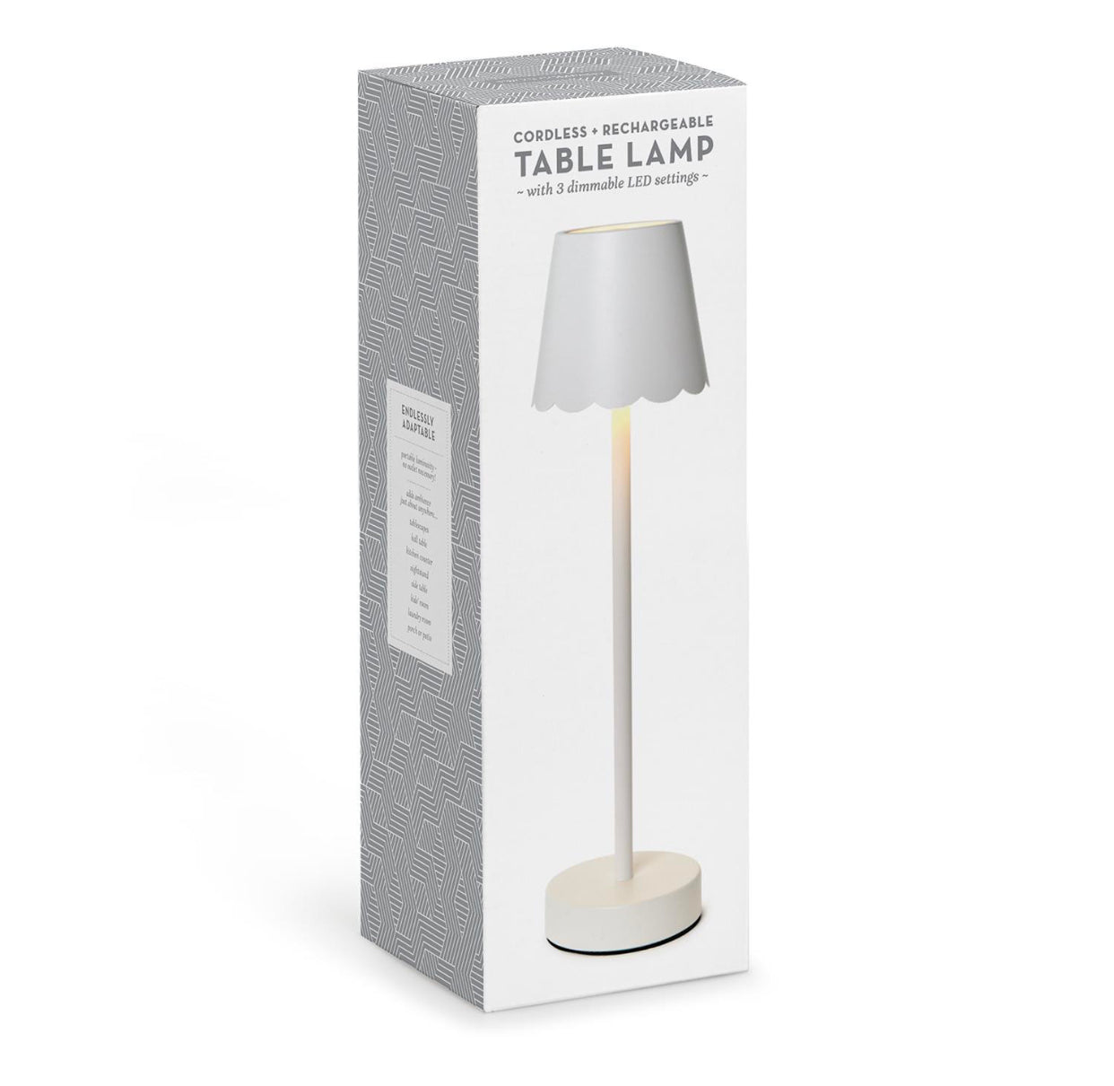 White LED Cordless Table Lamp With Scalloped Edge