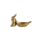 Decorative Pewter Rabbit Pulling Carrot Shaped Dish