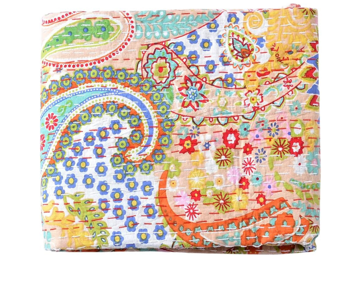 Kantha Throw- Cream Paisley
