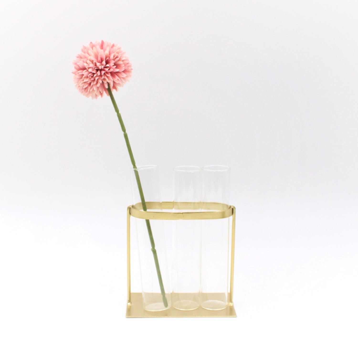 Glass Vase In Gold Stand