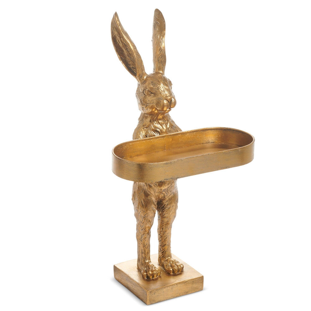 Gold Rabbit With Tray