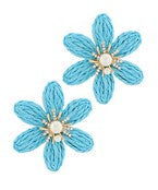 Raffia Flower & Pearl Earrings