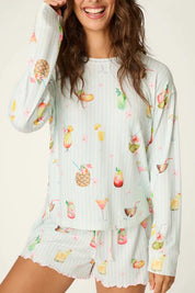 PJ Salvage It's Five O'clock Somewhere Cocktail Print - Long Sleeve Top
