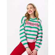 HO HO HO Scallop Trim Relaxed Sweater