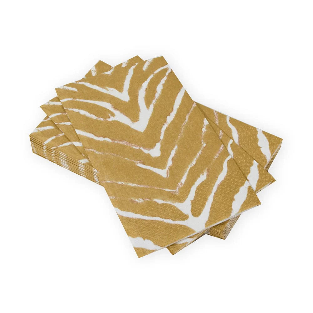Caspari Guest Napkin - Wild White /Gold