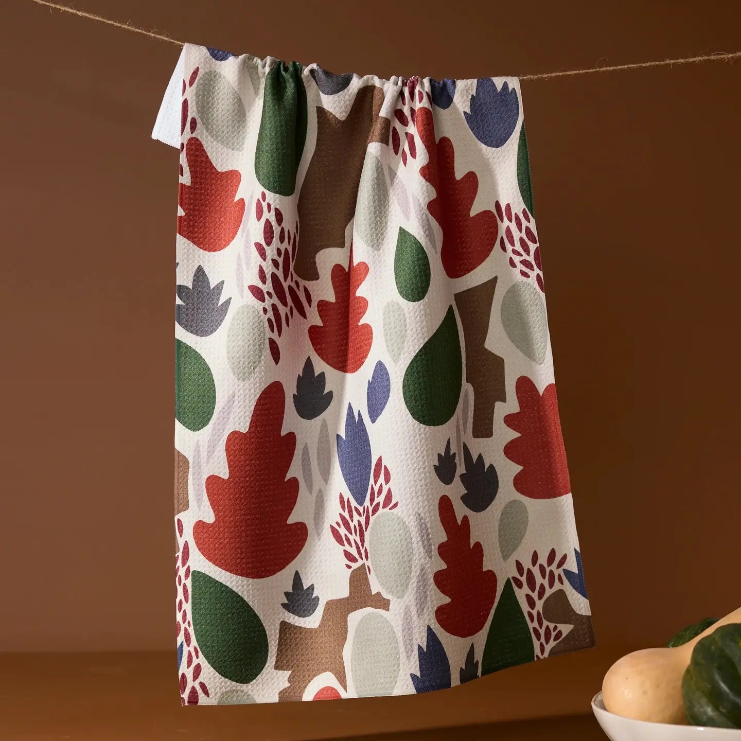Tea Towel - Cut Paper Leaves Cream