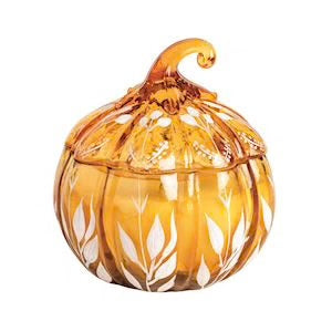 Light Orange Glass Pumpkin Candle