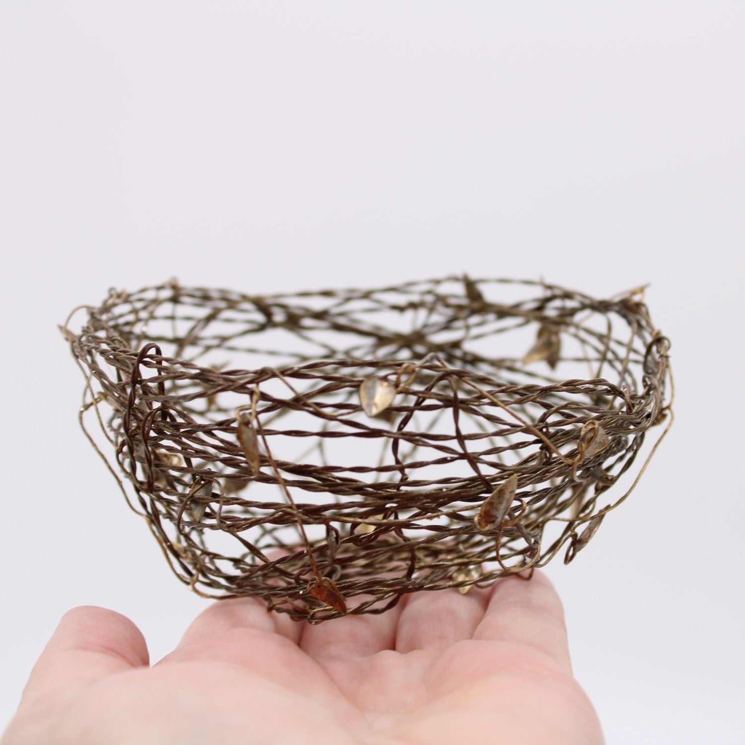 Wire Nest with Gold Leaves
