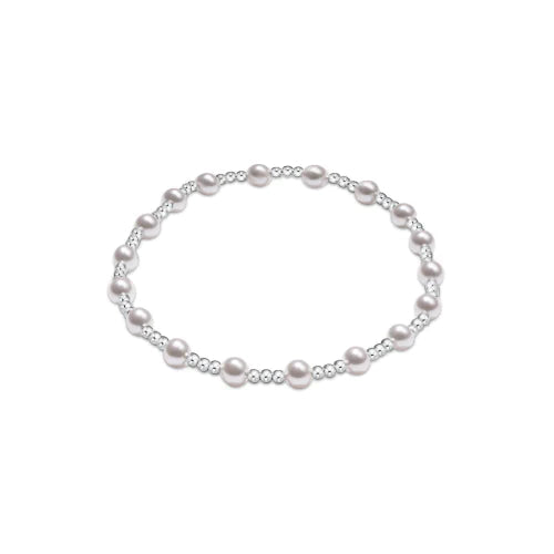 Pearl Sincerity Pattern 4mm Bead Bracelet- 6mm Sterling