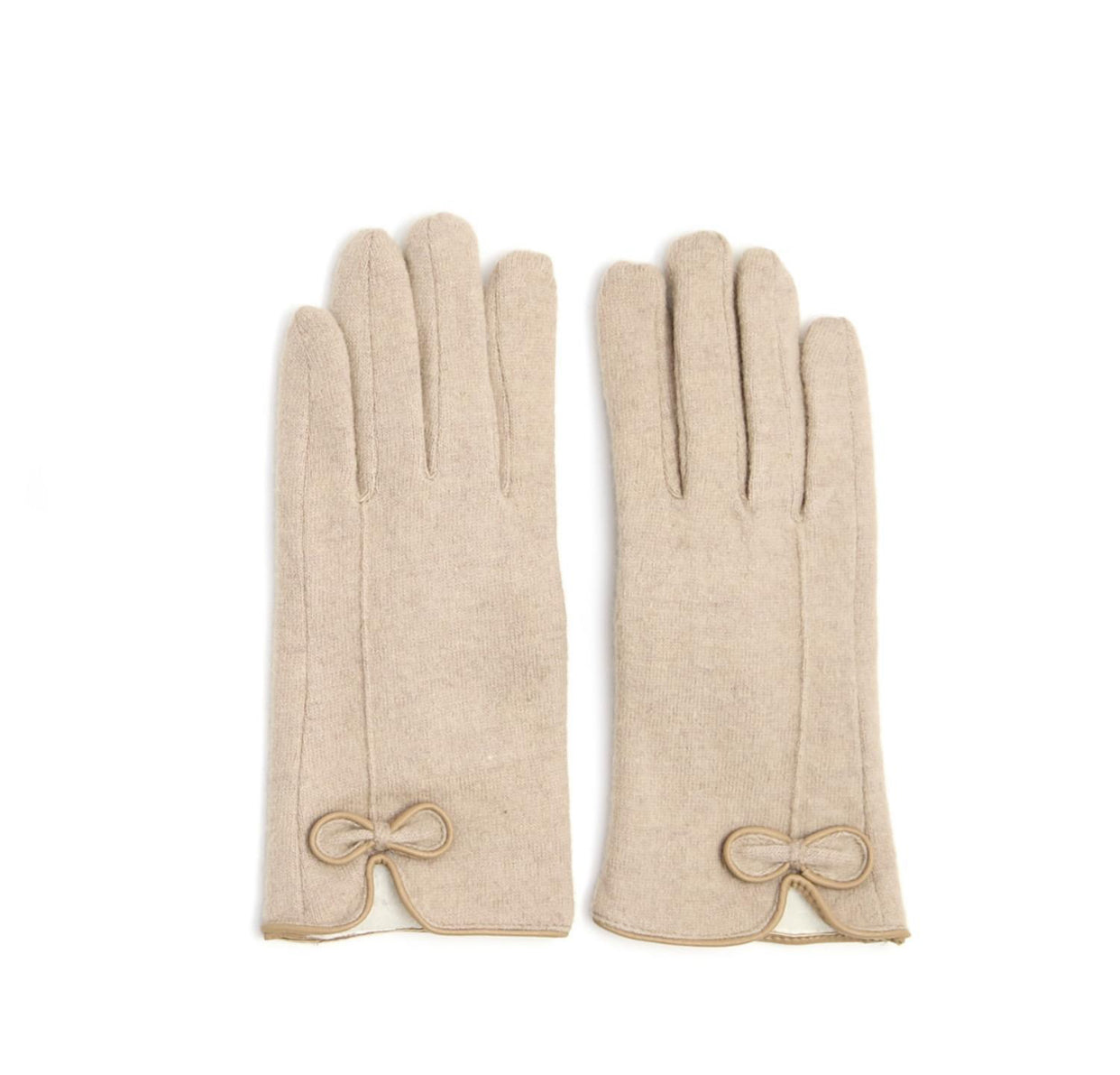 Flannel And Fleece Glove With Bow Detail 3/Colors