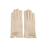 Flannel And Fleece Glove With Bow Detail 3/Colors