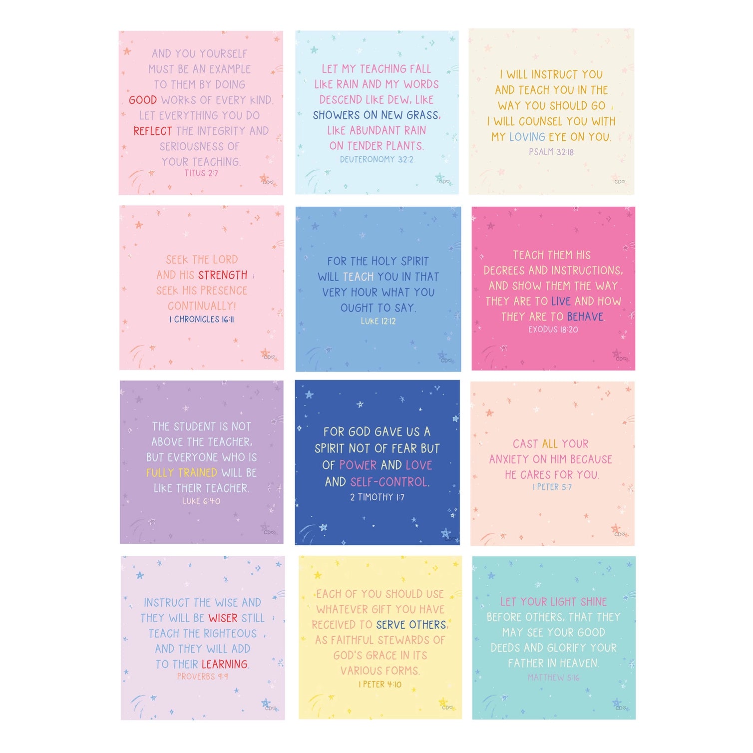 Verses For Teachers - Bible Verses Card Set