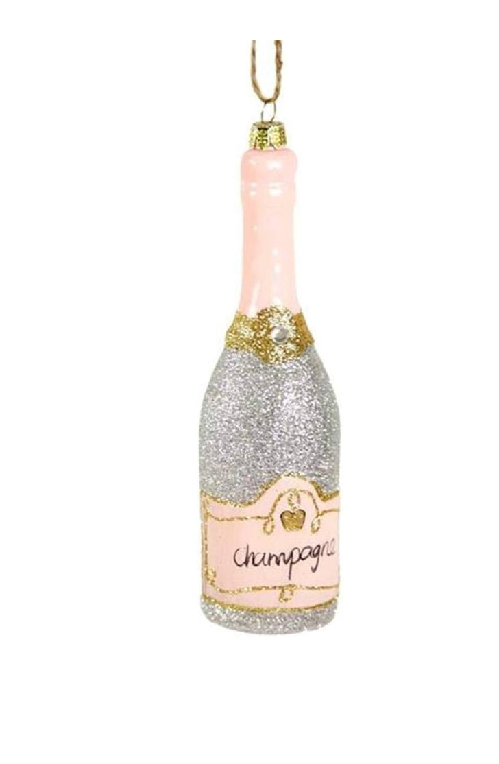 Ornament- Glittered Champagne - Silver