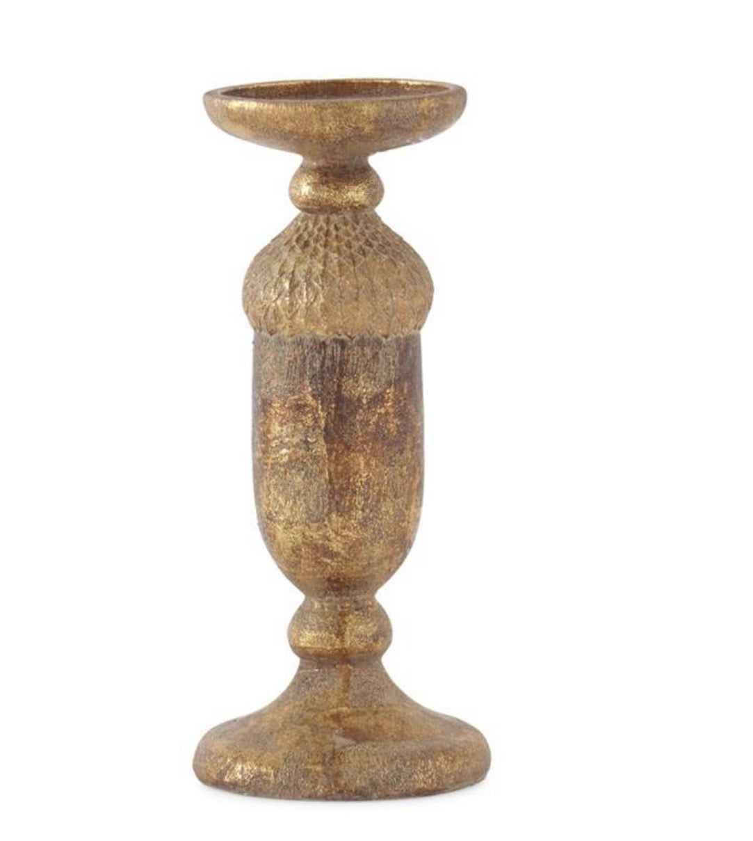 Gold & Bronze Textured Resin Acorn Candleholderd