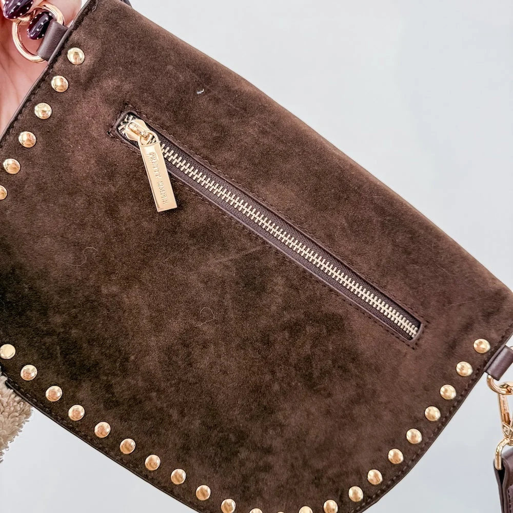 Sabrina Studded Suede Bag / Chocolate