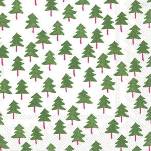 Beverage Napkins- Twee Trees White/Green