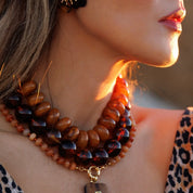 Bailey Chunky Beaded Necklace - Tortoise