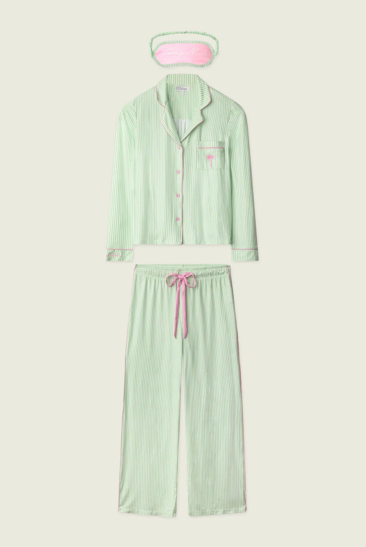 Pupcation Palms Kiwi Stripe 3-Piece PJ Set