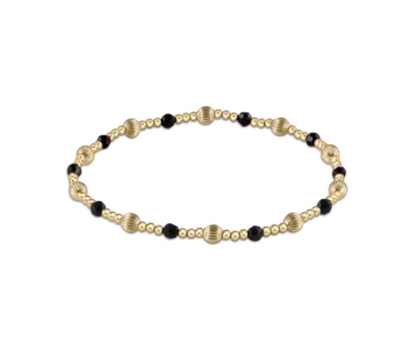 Dignity Sincerity Pattern 4mm Bead Bracelet - Faceted Onyx