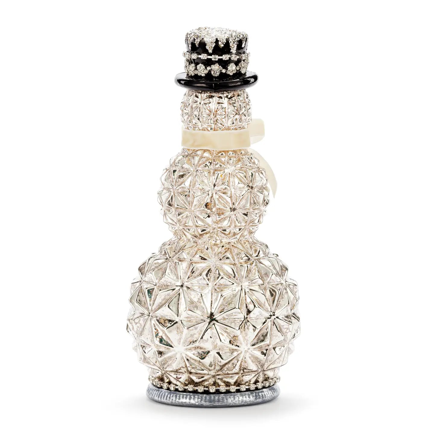 Mercury Glass Sparkle Lit Snowman Figure