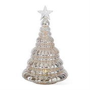 SILVER MERCURY GLASS LED STAR TOPPED CHRISTMAS TREES