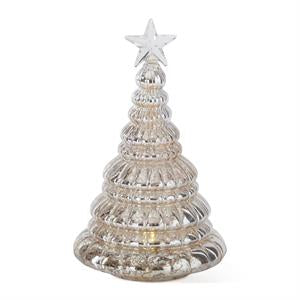 SILVER MERCURY GLASS LED STAR TOPPED CHRISTMAS TREES