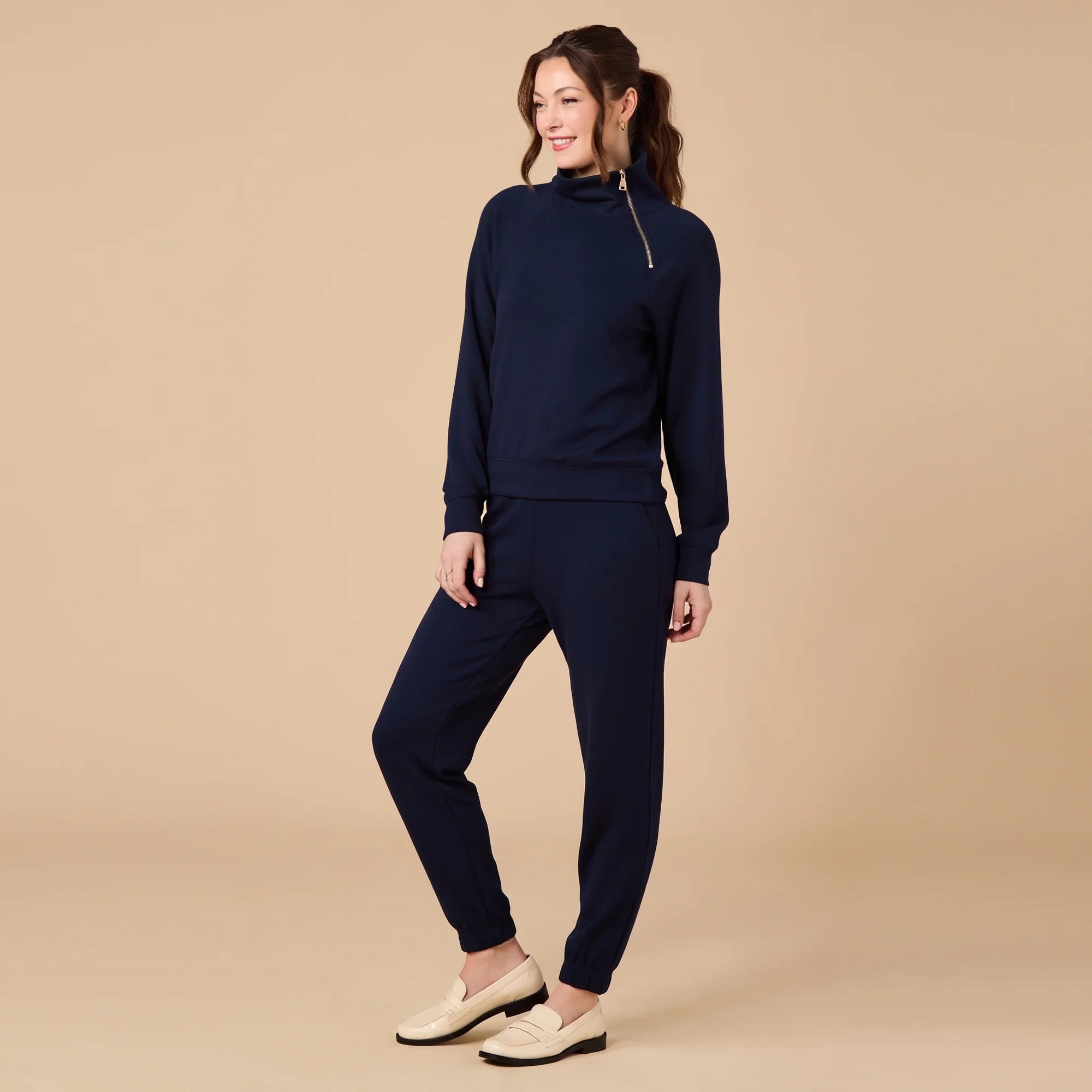DreamTech Zip Mock Neck with Pant - Midnight