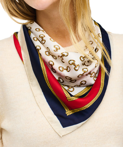 Multi Horsebit Print Silky Bandana