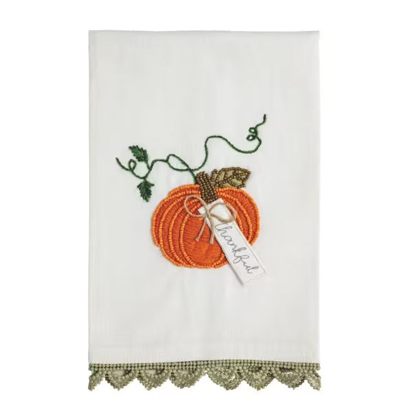 PUMPKIN BEADED EMBROIDERED TOWEL