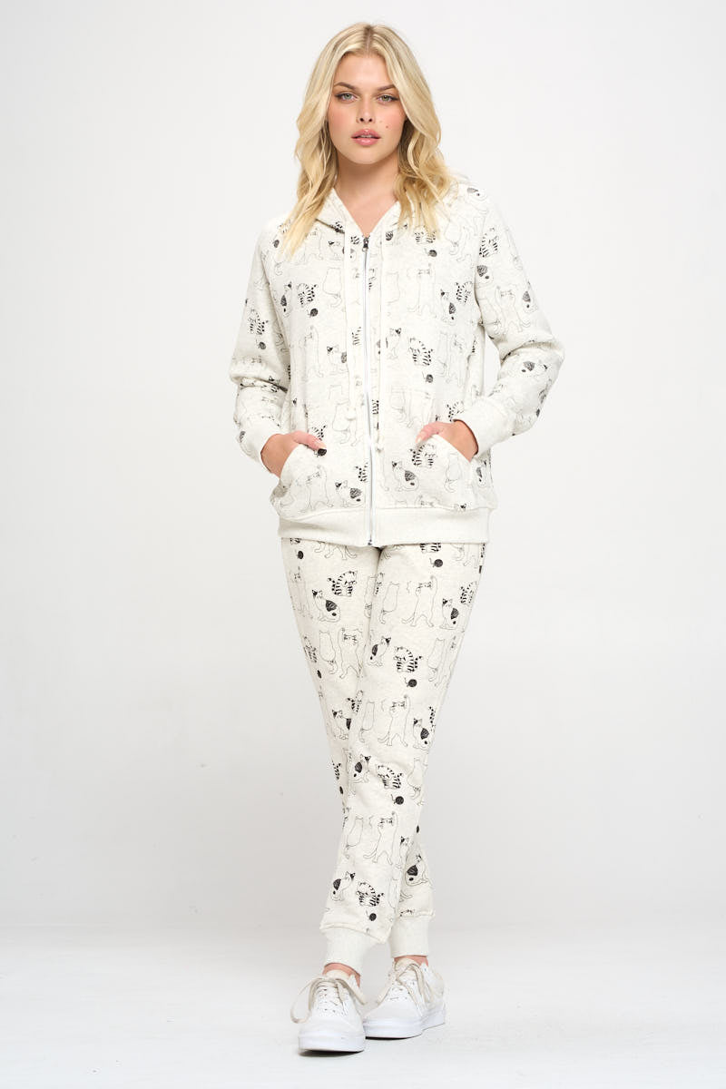 Zip Up Hoodie - Cat All Over