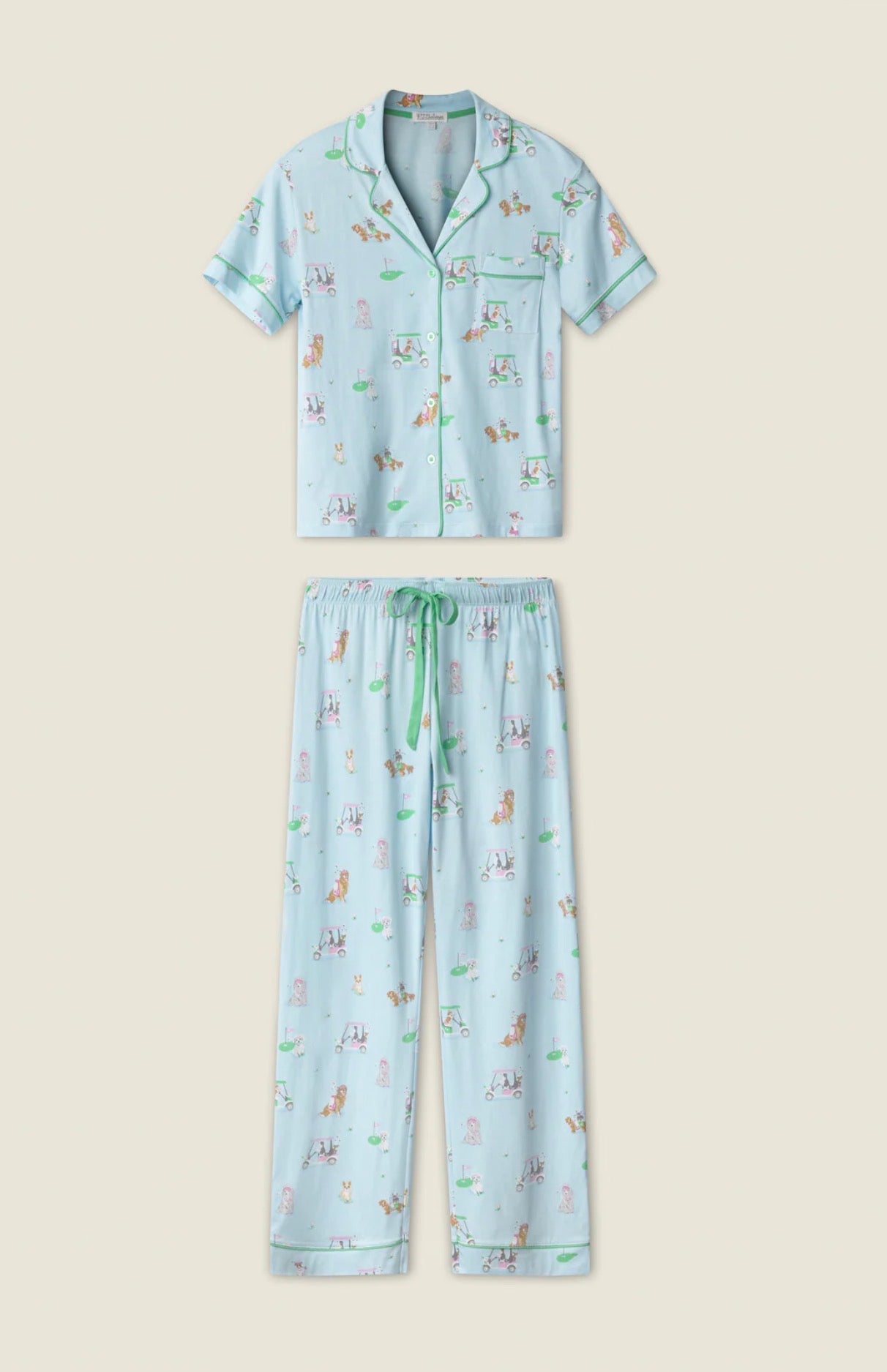 PJ Salvage Whimsy Putter Pup Cropped PJ Set