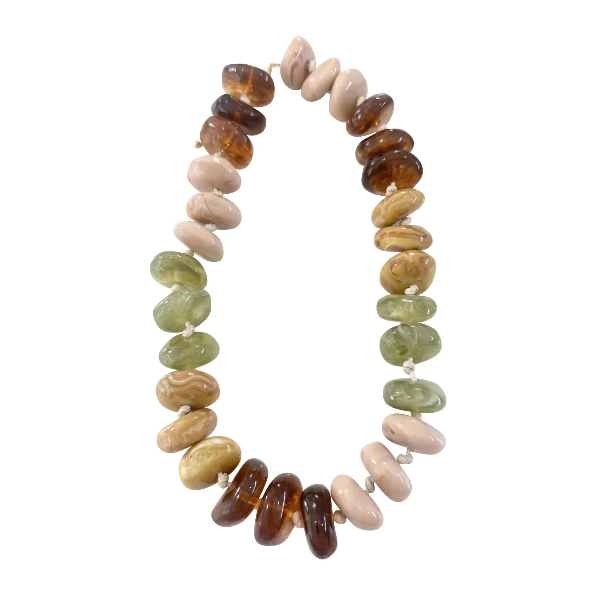 Delray Chunky Beaded Necklace- Tortoise/Chartreuse Mix